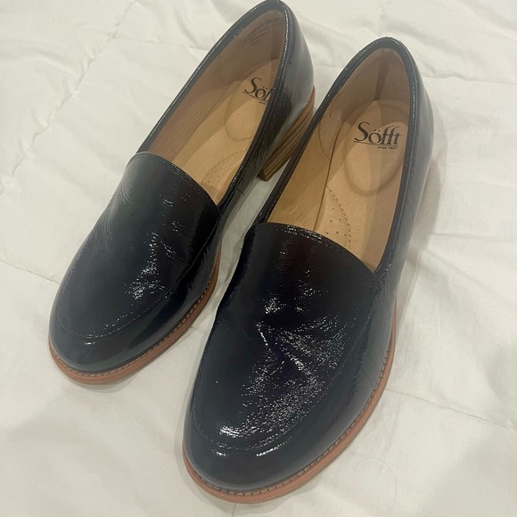 Sofft Womens Napoli Navy Patent Leather Slip On Dressy Loafers Shoes Used - Picture 6 of 9